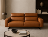 Leo 3 Seater Leather Sofa, Honey Brown