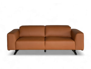 Leo 3 Seater Leather Sofa, Honey Brown