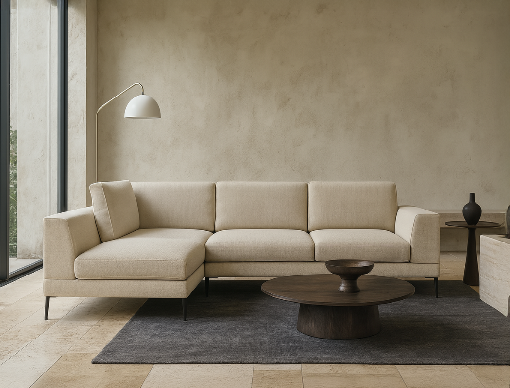 Liam Left Facing L-Shape Sofa, Bottega White