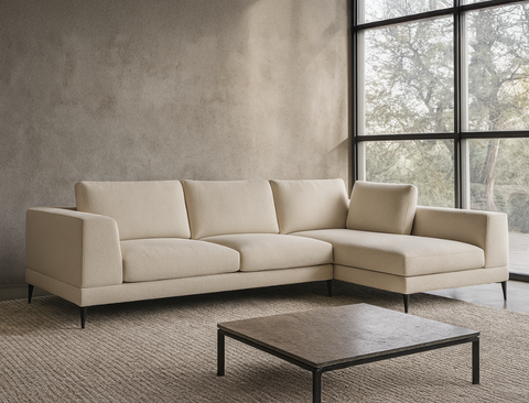 Liam Right Facing L-Shape Sofa, Bottega White