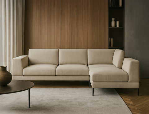 Liam Right Facing L-Shape Sofa, Bottega White