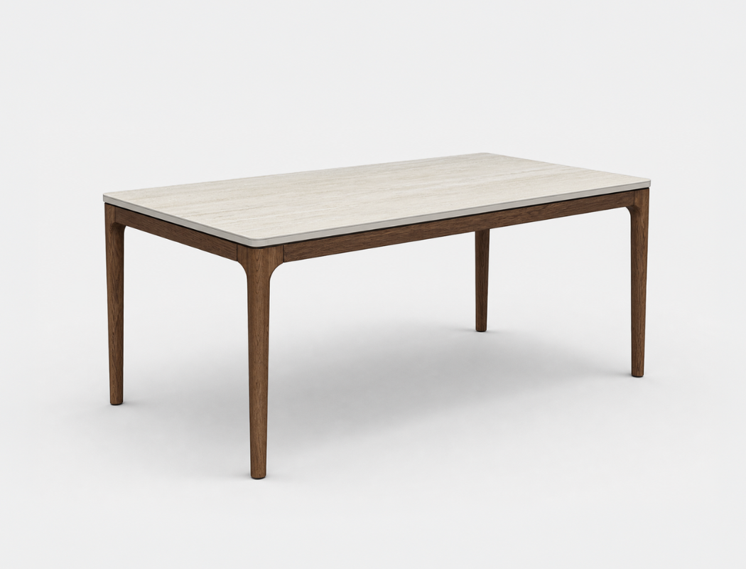 Lindon Travertine Dining Table, Sintered Stone (160cm)