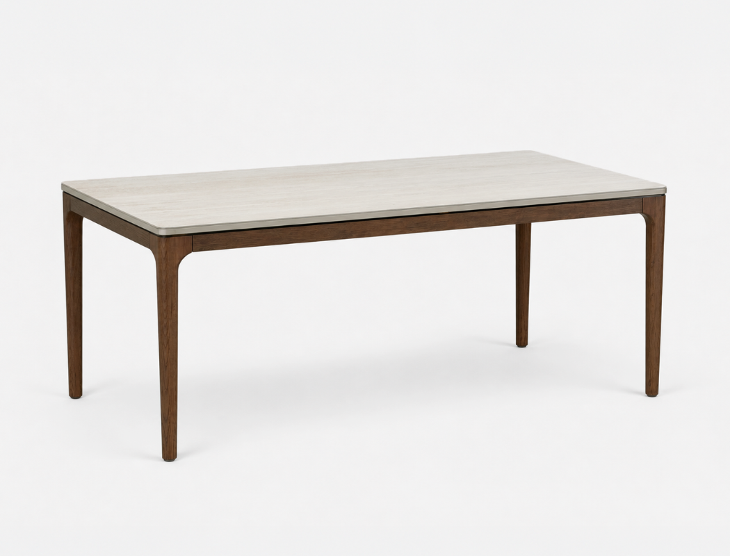 Lindon Travertine Dining Table, Sintered Stone (180cm)
