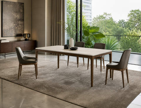 Lindon Travertine Dining Table, Sintered Stone (180cm)