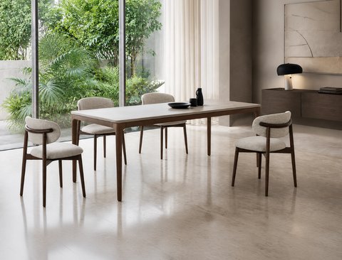 Lindon Travertine Dining Table, Sintered Stone (180cm)
