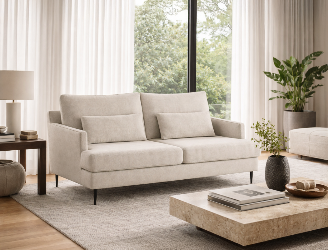 Luna 3 Seater Sofa with Lumbar Cushion Set, Chalk Beige - Pet Friendly Fabric