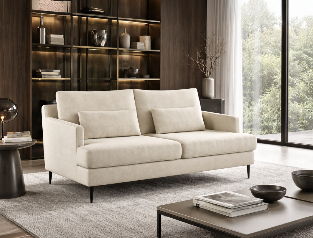 Luna 3 Seater Sofa with Lumbar Cushion Set, Chalk Beige - Pet Friendly Fabric