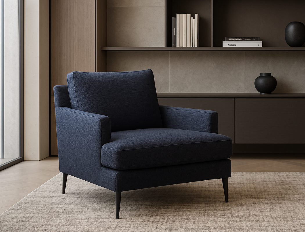 Luna Fabric Armchair, Bottega Blue