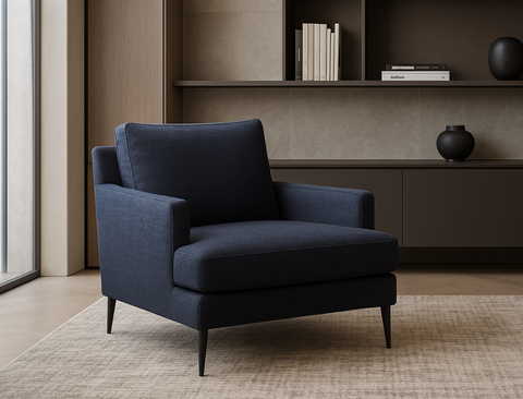 Luna Fabric Armchair, Bottega Blue
