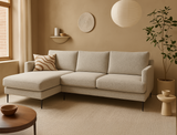 Luna Right Facing L-Shape Sofa, Pebble Boucle