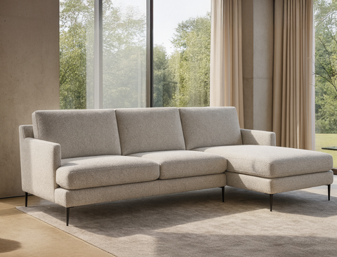Luna Right Facing L-Shape Sofa, Pebble Boucle