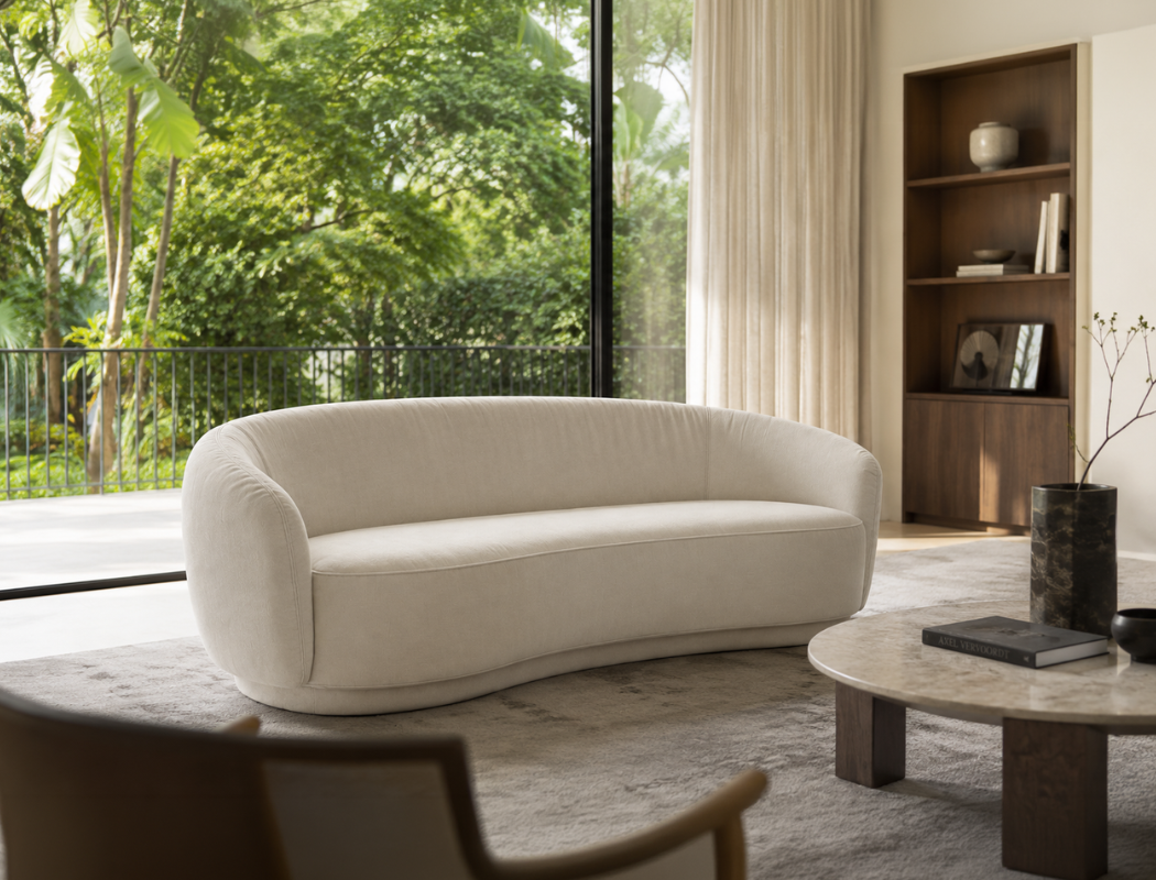 Lyra Curve 3 Seater Sofa, Parchment Sand - Pet Friendly Fabric