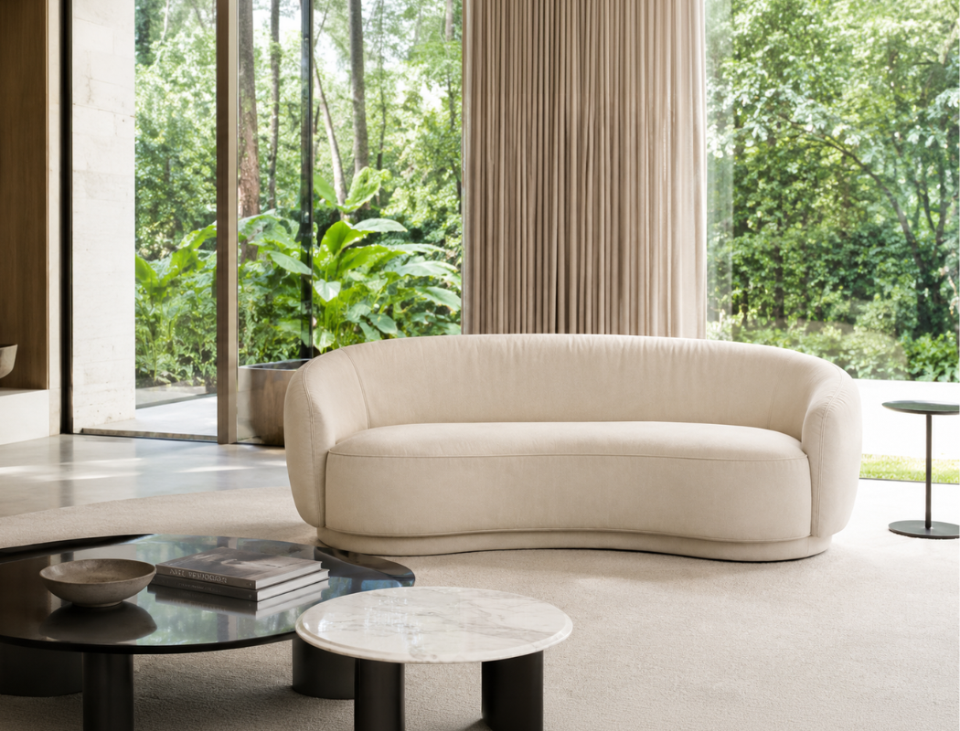 Lyra Curve 3 Seater Sofa, Parchment Sand - Pet Friendly Fabric