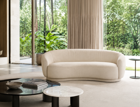 Lyra Curve 3 Seater Sofa, Parchment Sand - Pet Friendly Fabric