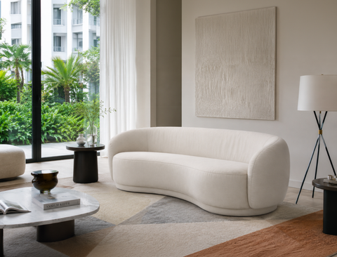 Lyra Curve 3 Seater Sofa, Parchment Sand - Pet Friendly Fabric