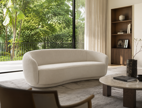 Lyra Curve 3 Seater Sofa, Parchment Sand - Pet Friendly Fabric