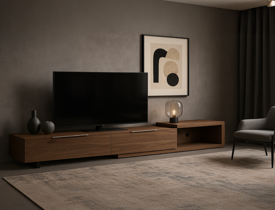Mateo Wood TV Console (Extendable), American Walnut