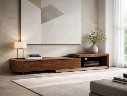 Mateo Wood TV Console (Extendable), American Walnut