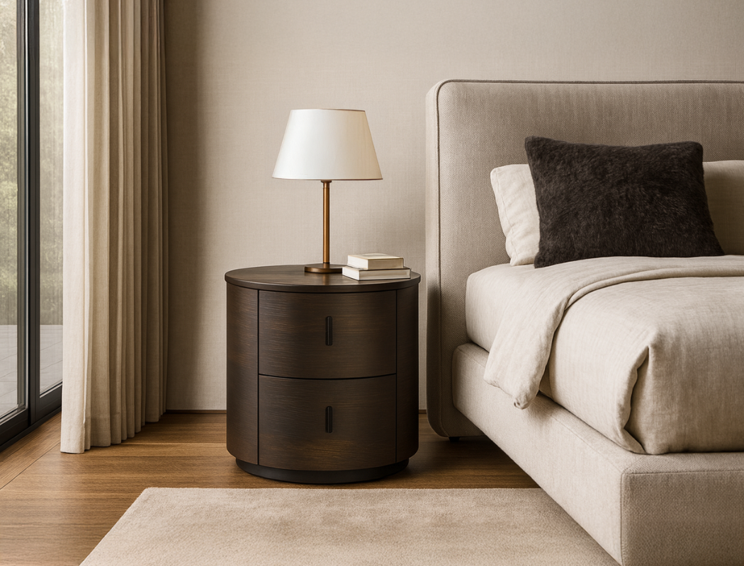 Moana Wood Side Table, Smoked Oak, Set of 2