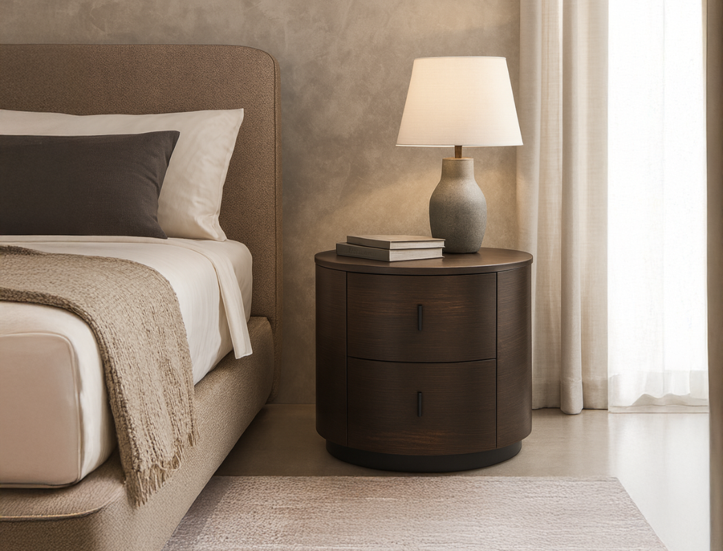 Moana Wood Side Table, Smoked Oak, Set of 2