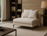 Natalia Armless Fabric Sofa, White Granite