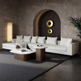 Natalia Left Facing 3-Piece Sectional Sofa, White Granite