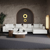 Natalia Right Facing 3-Piece Sectional Sofa, White Granite