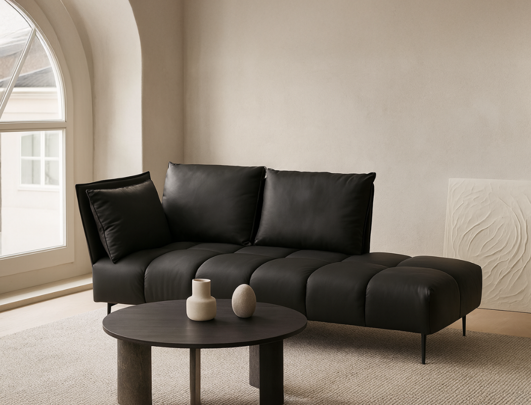 Nico Left Facing Leather Corner Chaise