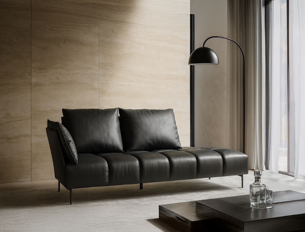 Nico Left Facing Leather Corner Chaise