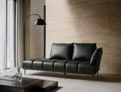 Nico Right Facing Leather Corner Chaise