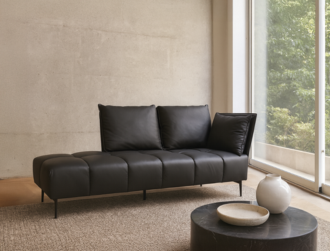 Nico Right Facing Leather Corner Chaise