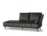 Nico Right Facing Leather Corner Chaise, Dark Grey