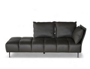 Nico Right Facing Leather Corner Chaise, Dark Grey