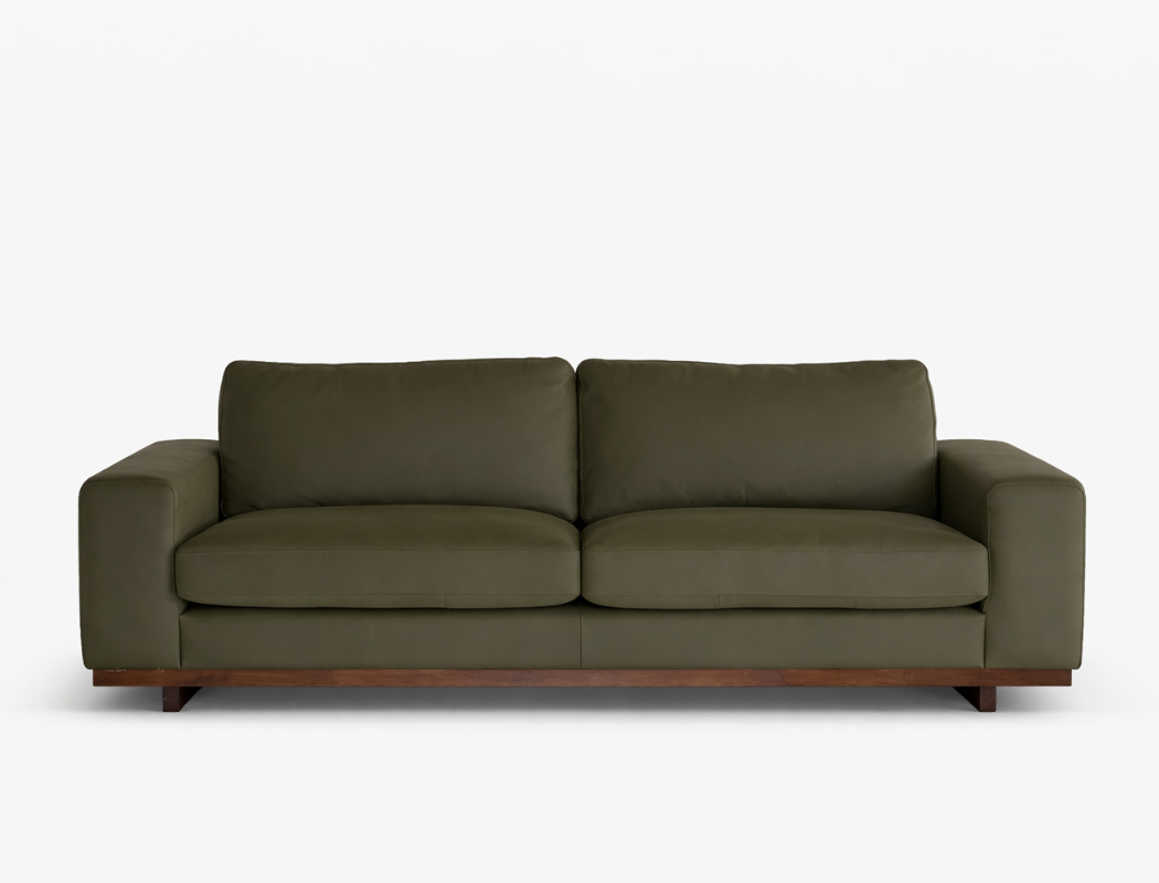 Princeton 3.5 Seater Leather Sofa (Premium), Army Green