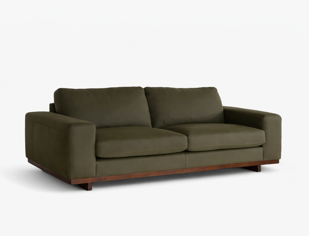 Princeton 3.5 Seater Leather Sofa (Premium), Army Green