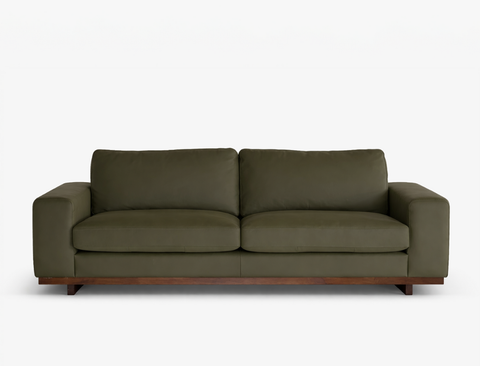 Princeton 3.5 Seater Leather Sofa (Premium), Army Green