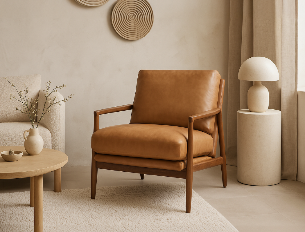 Quinn Leather Lounge Chair, Vintage Tan (Premium)