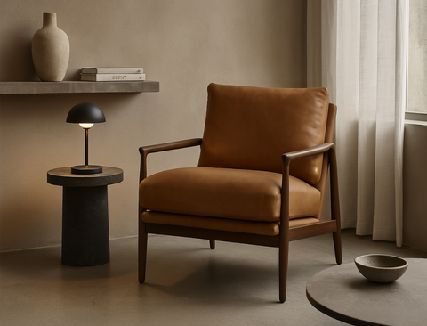 Quinn Leather Lounge Chair, Vintage Tan (Premium)