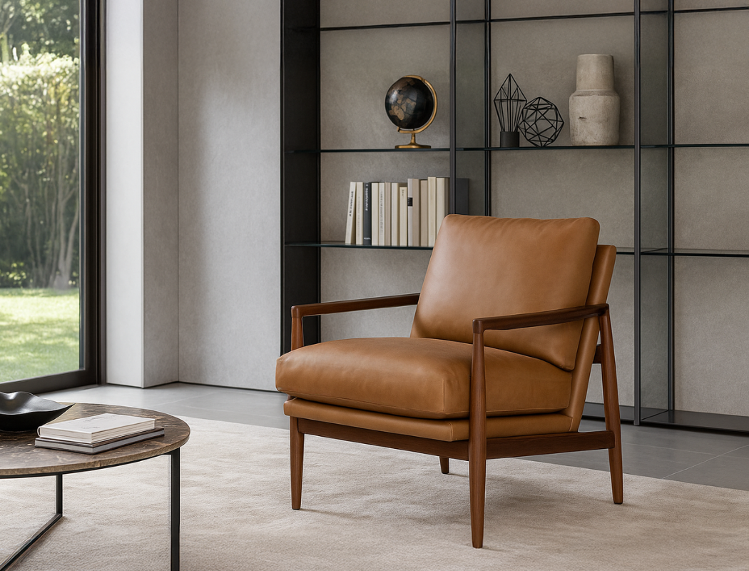 Quinn Leather Lounge Chair, Vintage Tan (Premium)