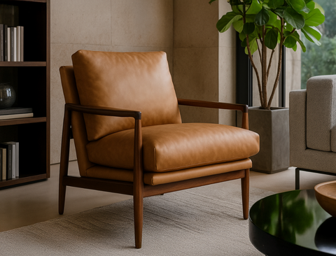 Quinn Leather Lounge Chair, Vintage Tan (Premium)