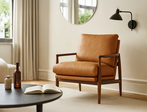 Quinn Leather Lounge Chair, Vintage Tan (Premium)