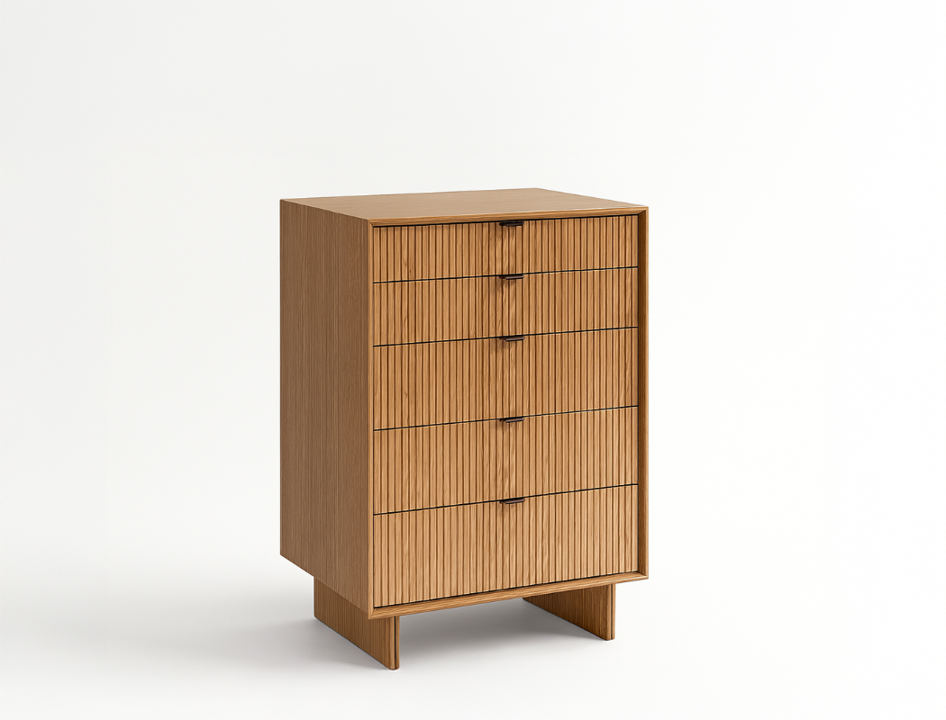 Riley Wood 5-Drawer Dresser, Natural Oak