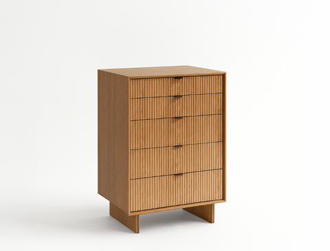 Riley Wood 5-Drawer Dresser, Natural Oak