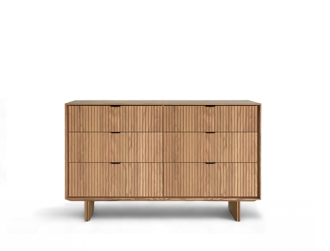 Riley Wood 6-Drawer Dresser, Natural Oak