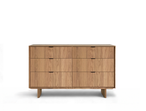 Riley Wood 6-Drawer Dresser, Natural Oak