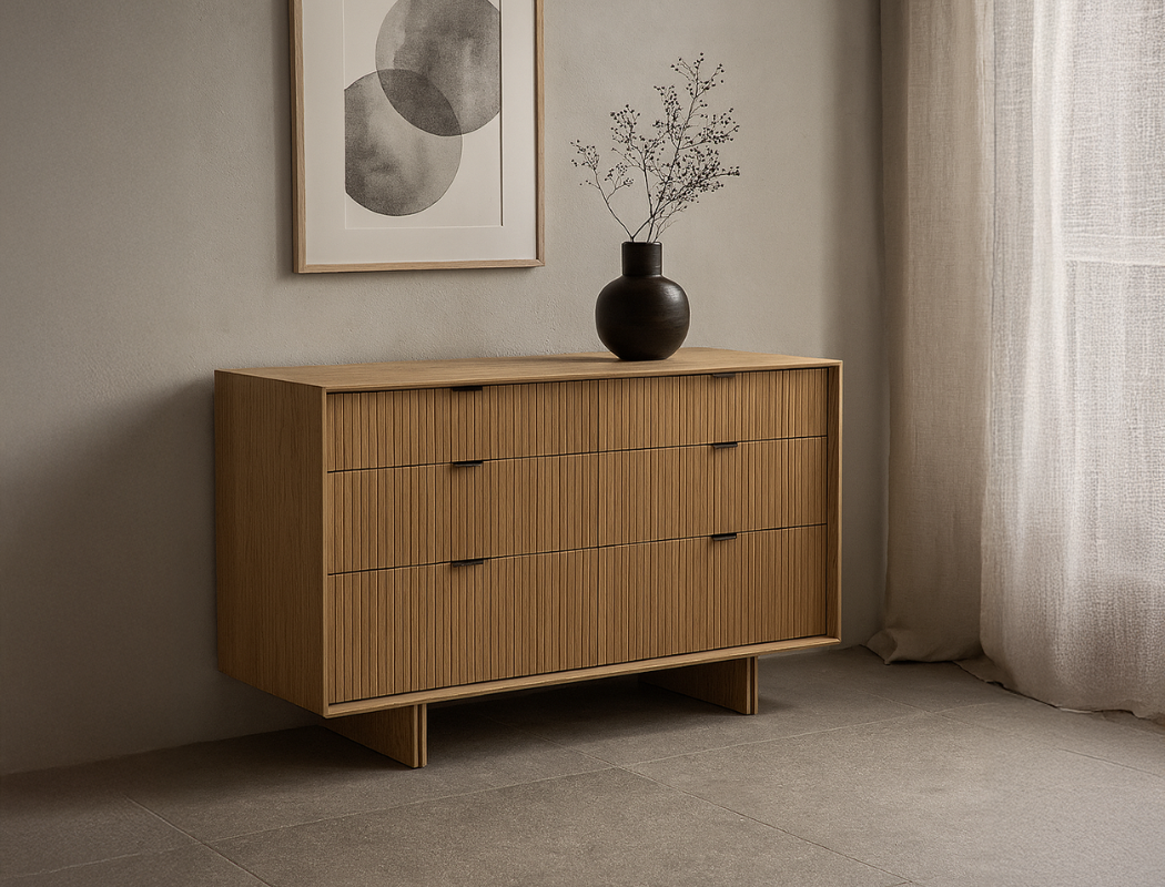 Riley Wood 6-Drawer Dresser, Natural Oak