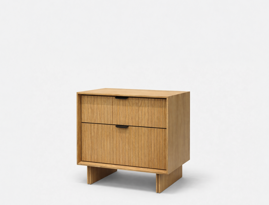 Riley Wood Bedside Table, Natural Oak, Set of 2