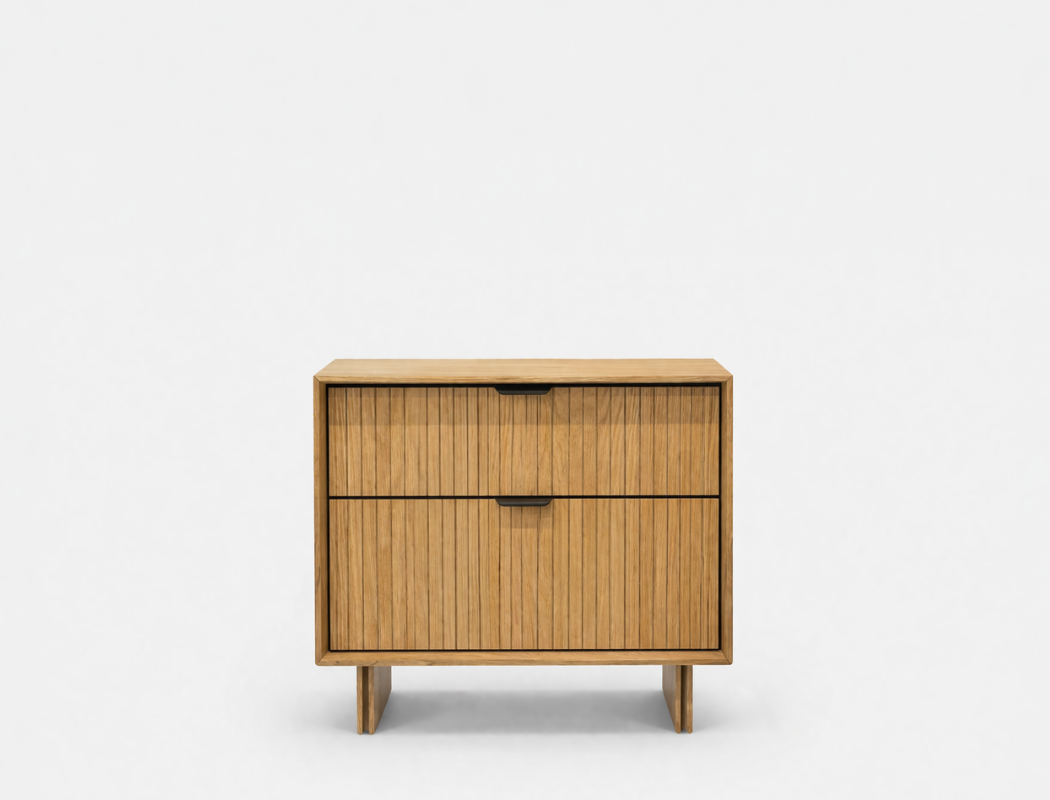 Riley Wood Bedside Table, Natural Oak, Set of 2