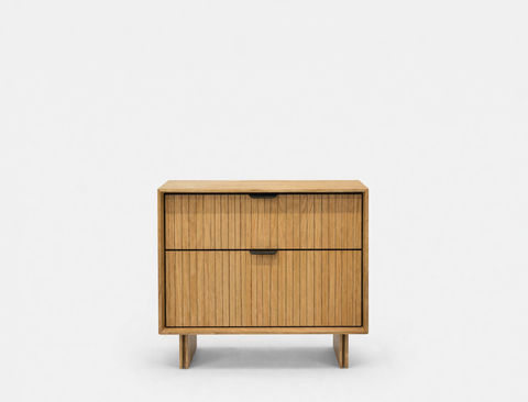Riley Wood Bedside Table, Natural Oak, Set of 2