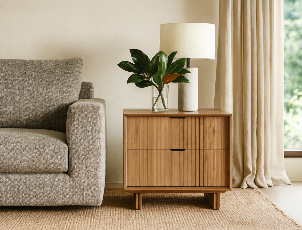 Riley Wood Bedside Table, Natural Oak
